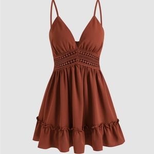 brunt orange mini dress